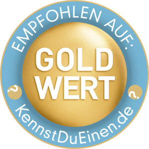 Gold-Wert-Siegel — empfohlen auf KennstDuEinen.de