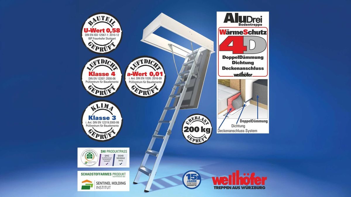 Wellhöfer Bodentreppe AluDrei mit WärmeSchutz WS4D